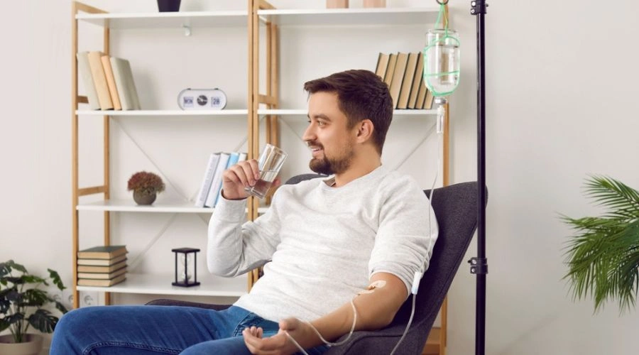 Man receiving Ketamine IV infusion 