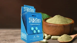 Image of 7 Lives Kratom pakages and powder on a counter - What Is 7 Lives Kratom - South Shores Detox