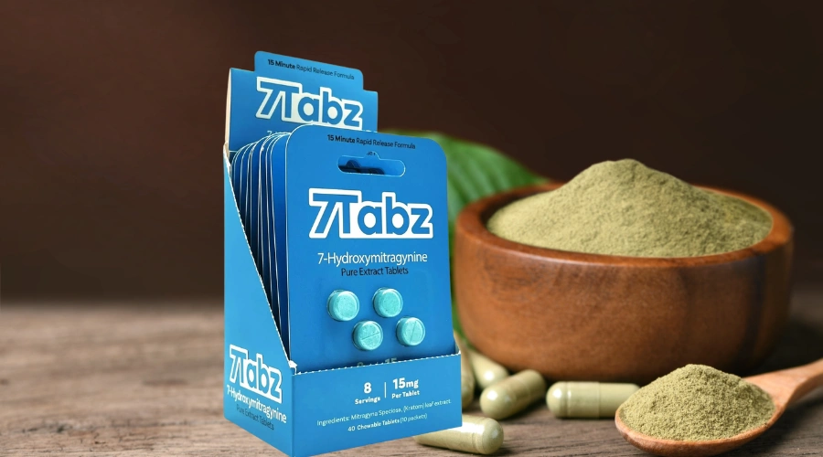 Image of 7 Lives Kratom pakages and powder on a counter - What Is 7 Lives Kratom - South Shores Detox